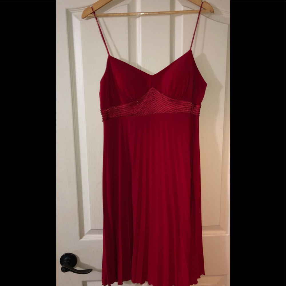 Semi formal sequin and pleated dinner dress